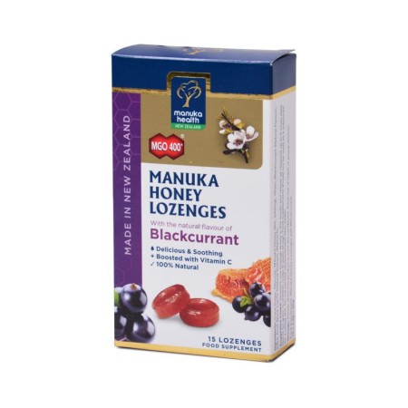 Bomboane cu Miere de Manuka MGO™ 400+ si Coacaze 65g  Bomboane cu Miere de Manuka MGO™ 400+ si Coacaze 65g